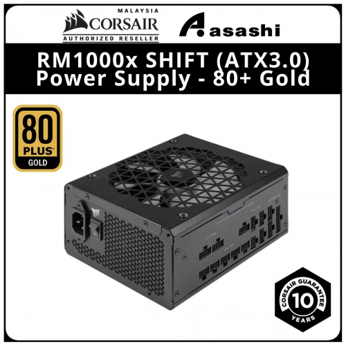 Corsair RM1000x SHIFT (ATX3.0) Power Supply - 80+ Gold, Fully Modular, 10 Years Warranty