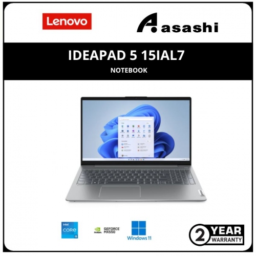 Lenovo IdeaPad 5 15IAL7 Notebook - 82SF00CQMJ ( Intel Core i5-1235U/16GB Soldered/512GB SSD M.2 2242 NVME/Nvidia MX550-2GB DDR6/15.6