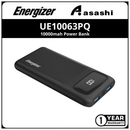 Energizer UE10063PQ- Black 10000mah Power Bank (1 yrs Limited Hardware Warrranty)