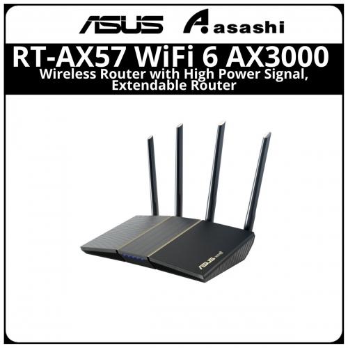 Asus RT-AX57 WiFi 6 AX3000 Wireless Router with High Power Signal, Extendable Router