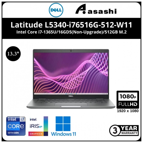 Dell Latitude L5340-i76516G-512-W11 Notebook - (Intel Core i7-1365U/16GD5(Non-Upgrade)/512GB M.2/13.3