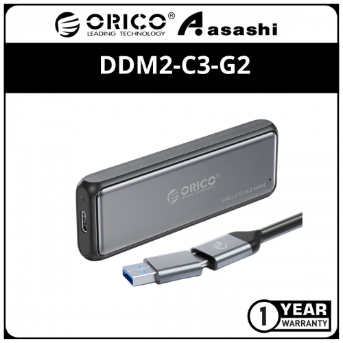 Orico DDM2-C3-G2 USB3.1 Gen2 10Gbps M.2 NVME SSD Enclosure - 1Y
