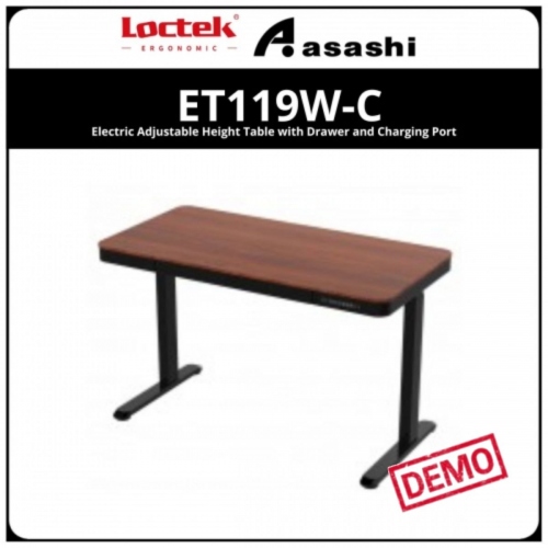 DEMO - Loctek ET119W-C Electric Adjustable Height Table with
Drawer and Charging Port 1204mmx604mm