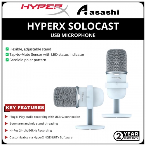 HP HyperX Solocast White-(519T2AA) 2 Years Warranty