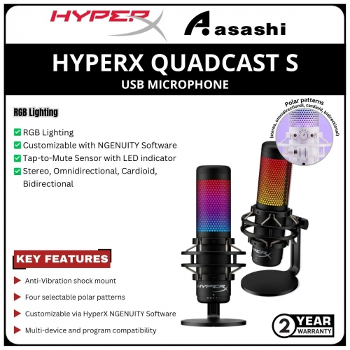 HP HyperX Quadcast S Black RGB-(4P5P7AA) 2 Years Warranty