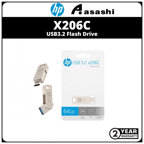HP X206C 64GB USB3.2 OTG Flash Drive