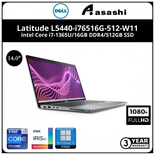 Dell Latitude L5440-i76516G-512-W11 Commercial Notebook (Intel Core i7-1365U/16GB DDR4/512GB SSD/14
