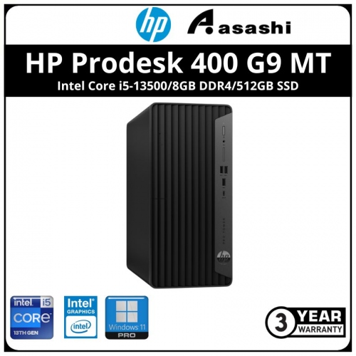 HP Prodesk 400 G9 MT Commercial PC-9S6Q0PT-(Intel Core i5-13500/8GB DDR4/512GB SSD/Intel UHD Graphic/No ODD/Keyboard & Mouse/Win11Pro/3yrs)