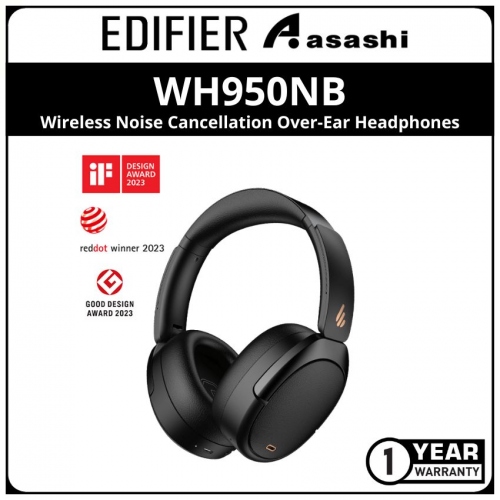 Edifier WH950NB Wireless Noise Cancellation Over-Ear Headphones - Black (1 yrs Limited Hardware Warranty)