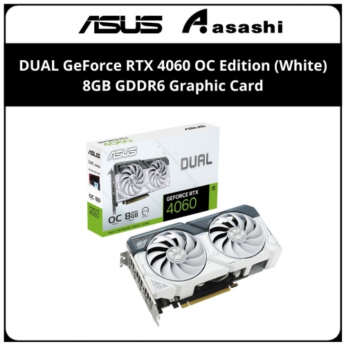 ASUS DUAL GeForce RTX 4060 OC Edition (White) 8GB GDDR6 Graphic Card (DUAL-RTX4060-O8G)