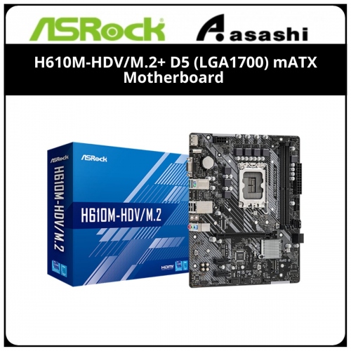 ASRock H610M-HDV/M.2+ D5 (LGA1700) mATX Motherboard (VGA, HDMI, DP, M.2)
