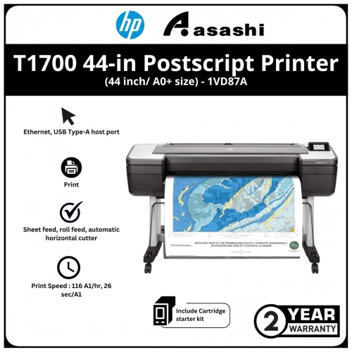 HP DesignJet T1700 44-in Postscript® Printer (44 inch/ A0+ size)