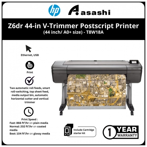 HP DesignJet Z6dr 44-in V-Trimmer Postscript® Printer (44 inch/ A0+ size)
