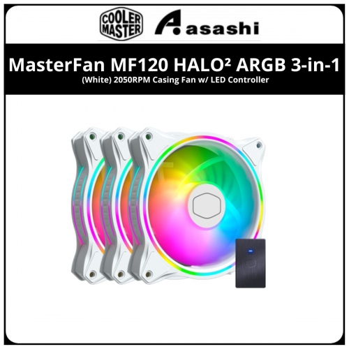 Cooler Master MasterFan MF120 HALO² ARGB 3-in-1 (White) 2050RPM Casing Fan w/ LED Controller A1
