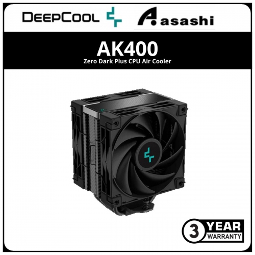 Deepcool AK400 Zero Dark Plus CPU Air Cooler (1650RPM) - 3 Years Warranty (LGA1700/1200/115x/AM4/AM5)