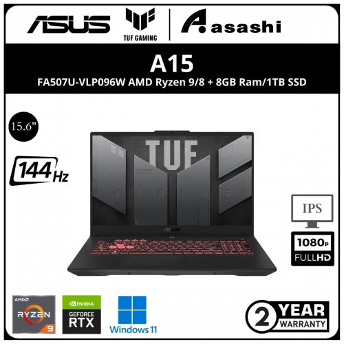 Asus TUF A15 FA507U-VLP096W Gaming Notebook - (AMD Ryzen 9-8945HS/16GB D5 4800Mhz(8*2)/1TB SSD/15.6