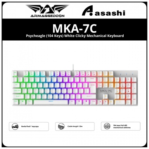 Armaggeddon MKA-7C Psycheagle (104 Keys) White Clicky Mechanical Keyboard