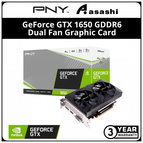 PNY GeForce GTX 1650 4GB GDDR6 Dual Fan Graphic Card (VCG16504D6DFXPB1)