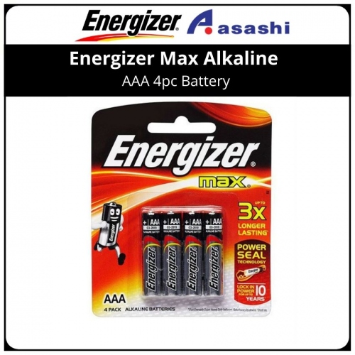 Energizer Max Alkaline AAA 4pc Battery (E92BP4M)
