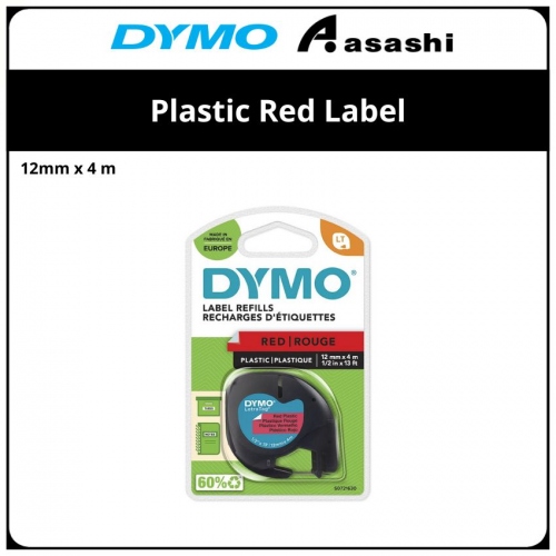 Dymo 12mm x 4m Plastic Red Label (91203)