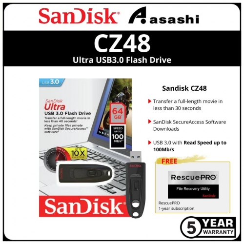 Sandisk CZ48 64GB Ultra Usb3.0 Flash Drive (SDCZ48-064G-U46)