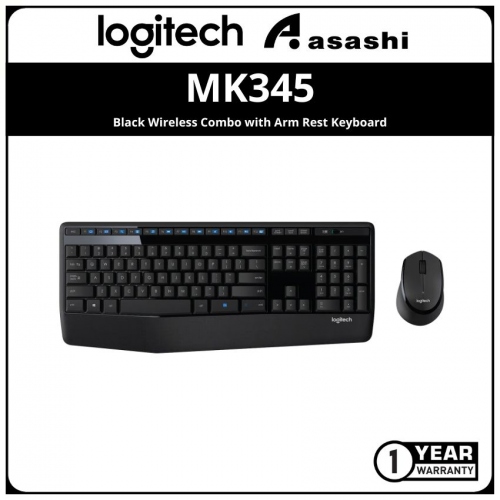 Logitech MK345-Black Wireless Combo with Arm Rest Keyboard (1 yrs Limited Hardware Warranty)