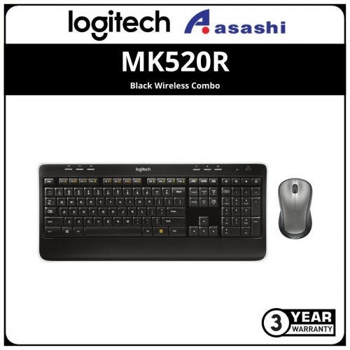 Logitech MK520R-Black Wireless Combo with Multimedia Arm Rest Keyboard (3 yrs Limited Hardware Warranty)