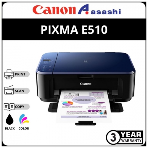 Canon Pixma E510 Inkjet Aio Printer (Print,Scan & Copy)