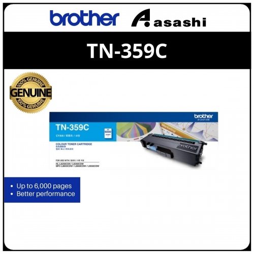 Brother TN-359C Cyan Toner Cartridge (6K Pages)