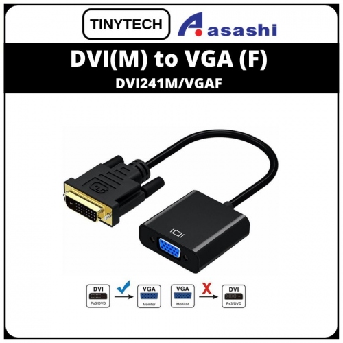 Tinytech (CON-DVI241M/VGAF) 24+1 DVI(M) to VGA (F) Converter-No support gtx10 series gpu (1 week Limited Hardware Warranty)