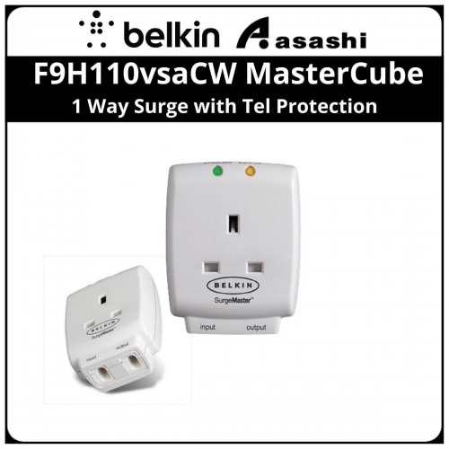 Belkin F9H110vsaCW MasterCube 1 Way Surge with Tel Protection