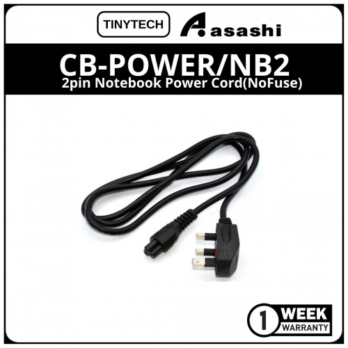 Tinytech CB-POWER/NB2 2pin Notebook Power Cord (1 week Limited Hardware Warranty)