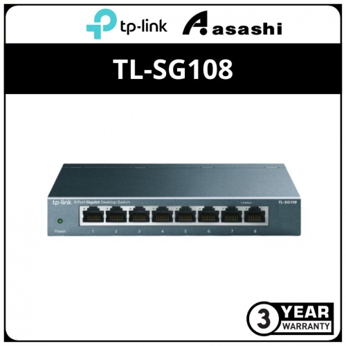 TP-Link TL-SG108 8-Port 10/100/1000Mbps Gigabit Desktop Switch - Steel Case