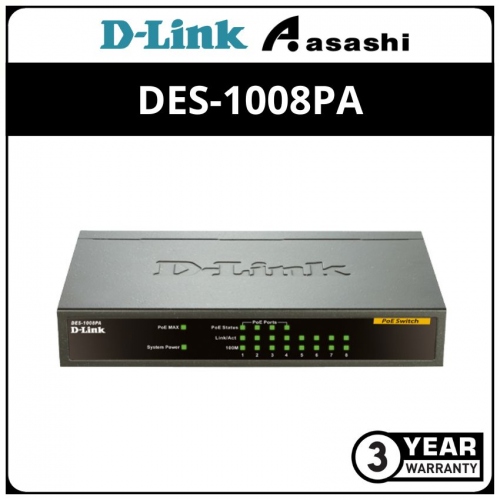 D-Link DES-1008PA 8-Port Desktop Switch With 4 PoE Ports