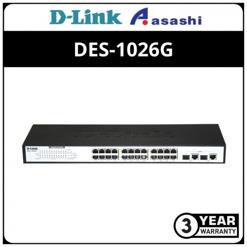 D-LINK DES-1026G 24 Port 10/100Mbps Unmanaged Switch + 2 Gigaabit 10/100/1000Mbps Port NETWORK