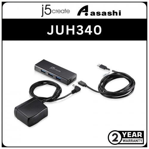 J5Create JUH340 USB3.0 4port Hub with Adapter (2 yrs Limited Hardware Warranty)