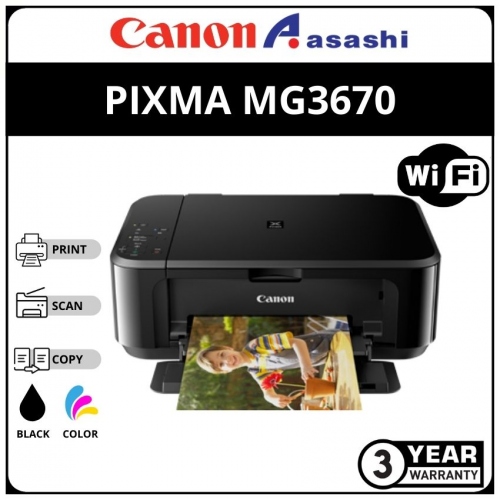 Canon MG3670 Wireless AIO Photo Printer