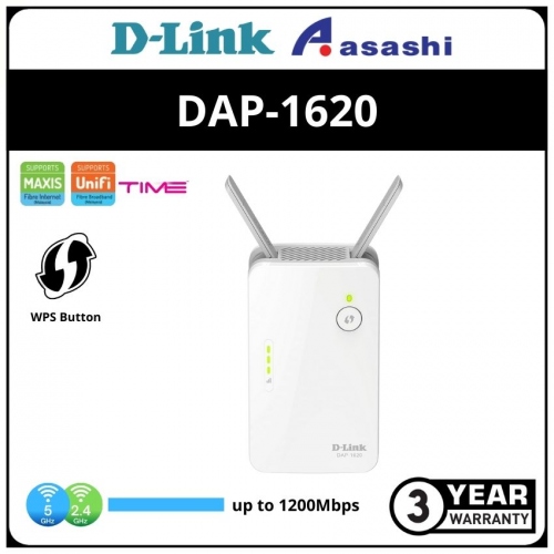 D-Link Dap-1620 Wireless AC 1200Mbps DualBand Range Extender & Universal Repeater with 2 EXT Antenna