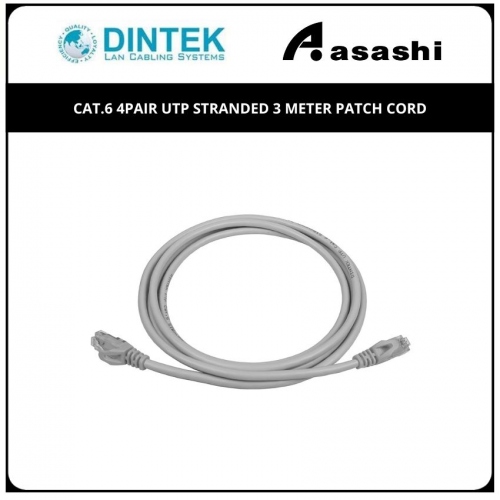 Dintek Cat.6 4Pair UTP Stranded 3 Meter Patch Cord