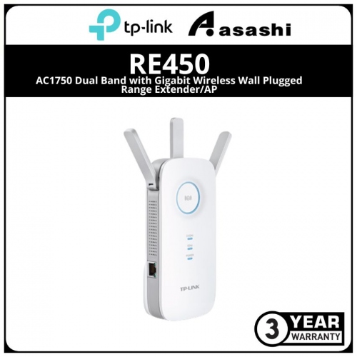 Tp-Link RE450 AC1750 Dual Band with Gigabit Wireless Wall Plugged Range Extender/AP