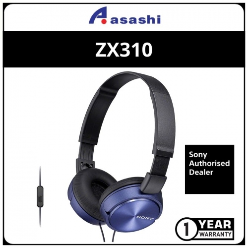 Sony ZX310(Blue) Sound Monitoring Headphones (1 yrs Limited Hardware Warranty)