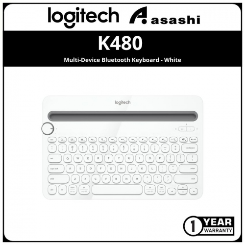 Logitech K480 Multi-Device Bluetooth Keyboard - White (1 yrs Limited Hardware Warranty)