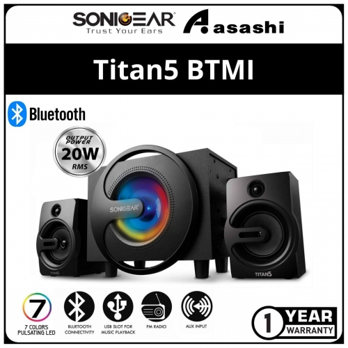 Sonic Gear Titan 5 BTMI Bluetooth Speakers 40W with 4 Inch Bass Driver | FM Radio | 1 Year Warranty