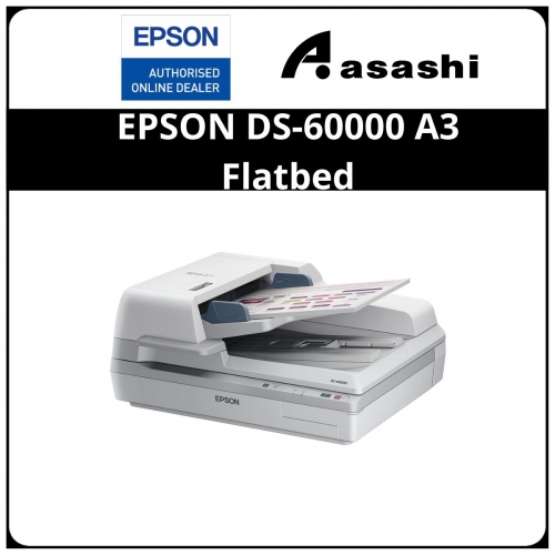EPSON DS-60000 A3 Flatbed with ADF, Simplex, 40ppm/ 80ipm, 5k daily duty cycle, Flatbed: 600 x 600 dpi, ADF: 600 x 600 dpi, 4-line colour CCD, 200 sheets ADF (Optional Ethernet) , Software bundled: Epson Scan, ABBYY FineReader (Win/Mac), Document Capture Pro (Win), Epson Event Manager (Mac).