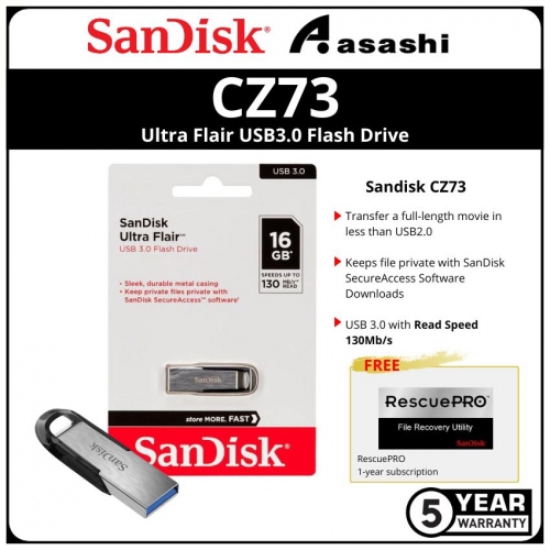 Sandisk CZ73 16GB Ultra Flair Usb3.0 Flash Drive (SDCZ73-016G-G46)