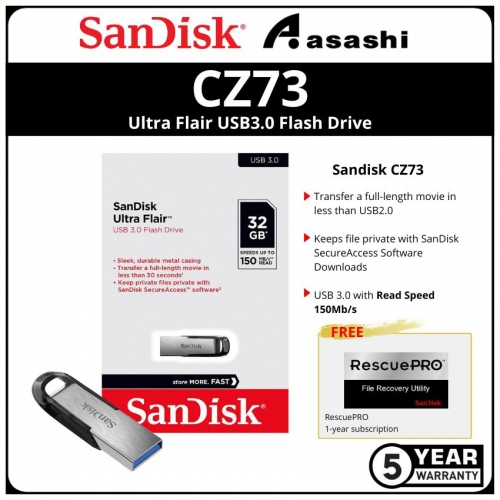 Sandisk CZ73 32GB Ultra Flair Usb3.0 Flash Drive (SDCZ73-032G-G46)