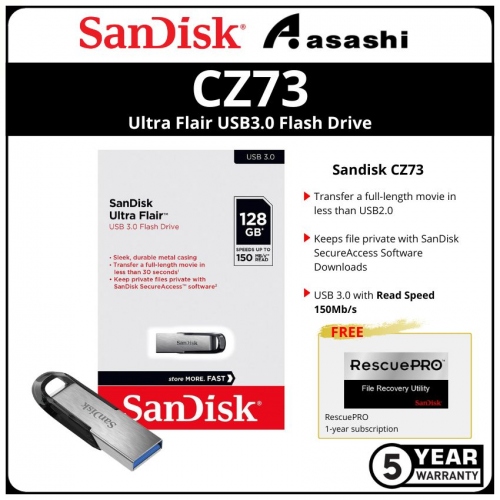 Sandisk CZ73 128GB Ultra Flair Usb3.0 Flash Drive (SDCZ73-128G-G46)