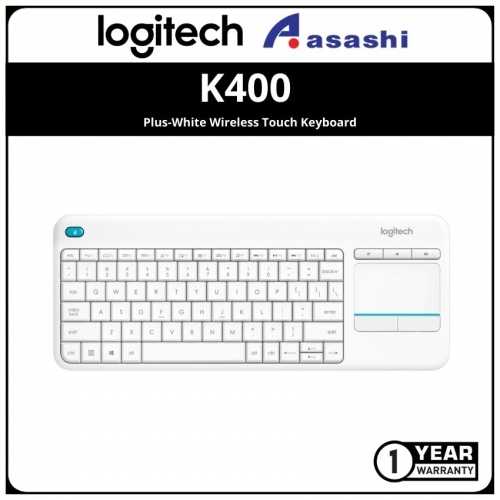 Logitech K400 Plus-White Wireless Touch Keyboard (1 yrs Limited Hardware Warranty)