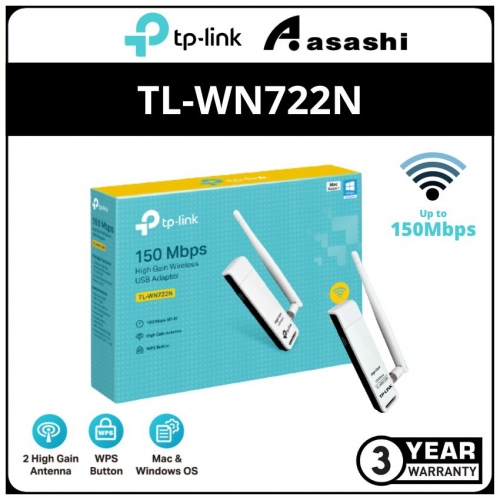TP Link Tl Wn722n 150mbps High Gain Wireless Usb Adapter, TL WN722N, Asashi Technology Sdn Bhd (332541-T)