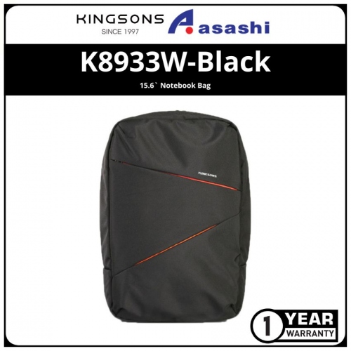 Kingsons K8933W-Black 15.6` Notebook Bag (1 yrs Limited Hardware Warranty)